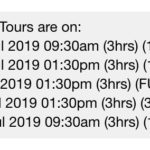 Example of ManyChat message returned from next-tours Rezdy API call